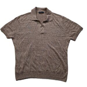 Proper Cloth Linen Polo Shirt Mens M Beige SS Preppy Elevated Summer City Party